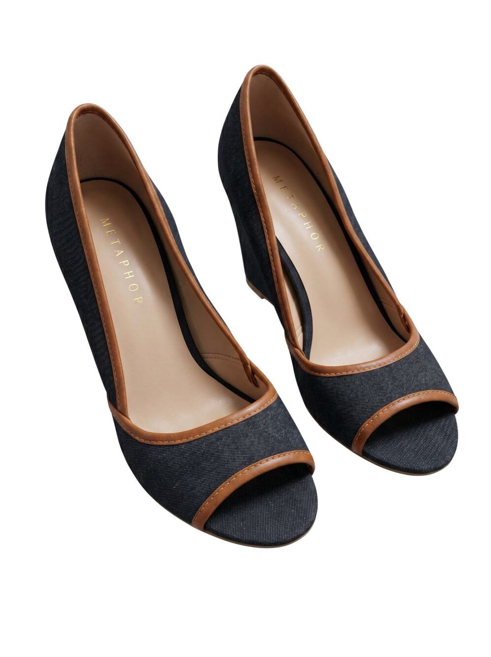 Metaphor Women’s 7M Dark Denim Pippa peep toe statement stiletto heels